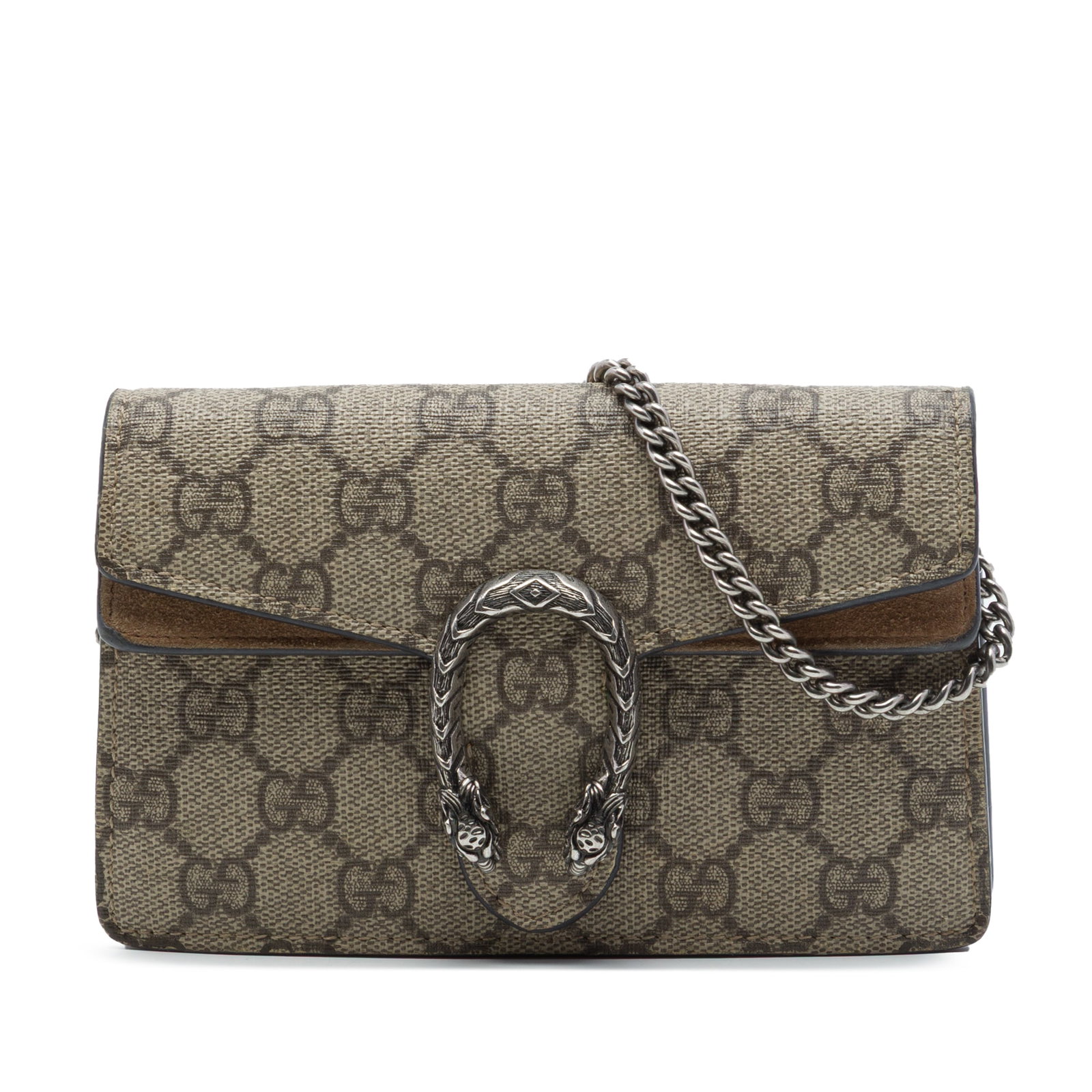 Gucci Dionysus Mini GG Supreme Crossbody Bag Beige: Gucci Dionysus Mini GG Supreme Crossbody Bag Beige Gucci Mini GG Supreme Dionysus Crossbody bag crafted with a coated canvas body and suede leather trim. It features a chain link shoulder strap and a 