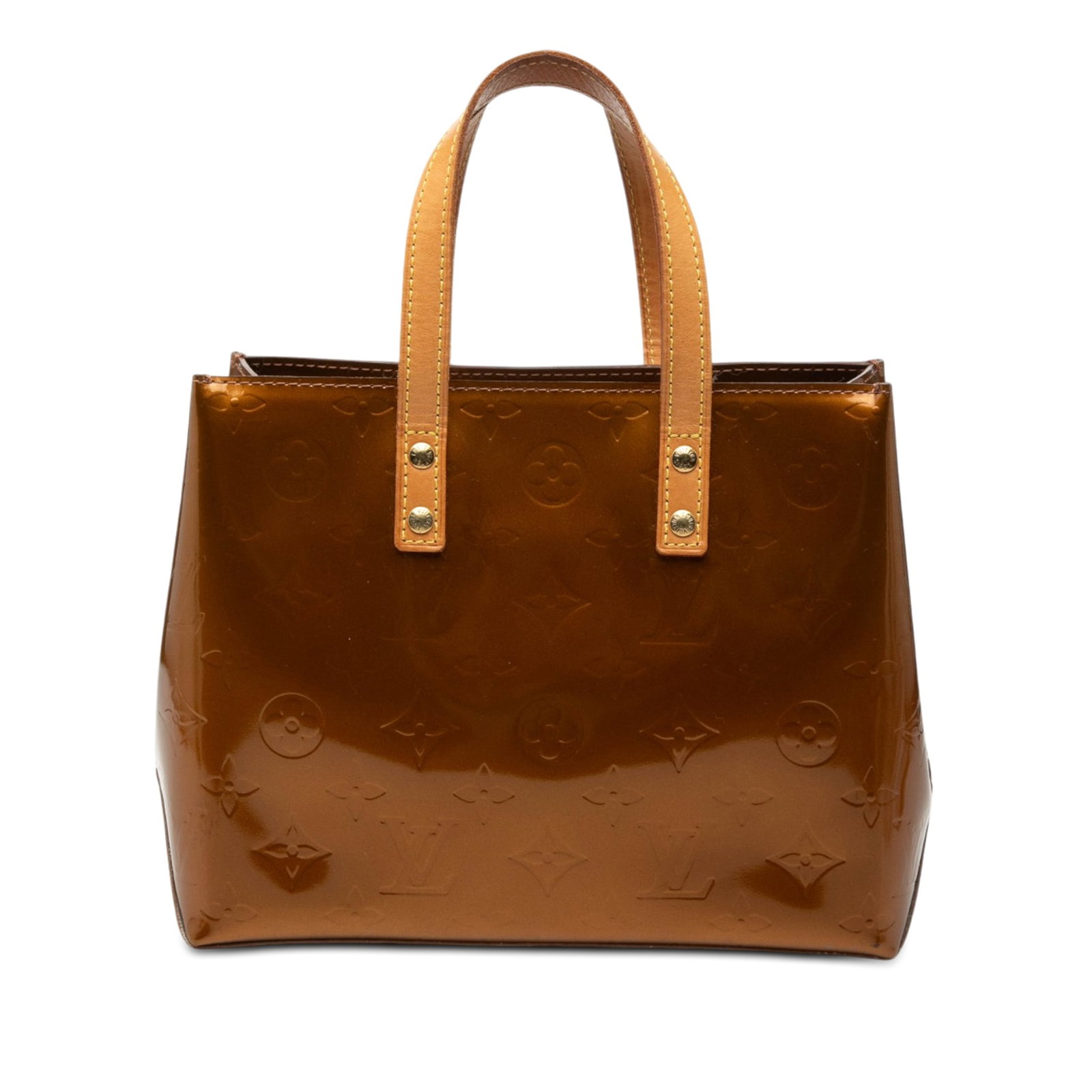 Louis Vuitton Reade PM Monogram Vernis Leather Handbag: Louis Vuitton Reade PM Monogram Vernis Leather Handbag Louis Vuitton Monogram Vernis Reade PM handbag crafted in vernis leather with flat leather handles, an open top, and an interior zip pocket. Incl