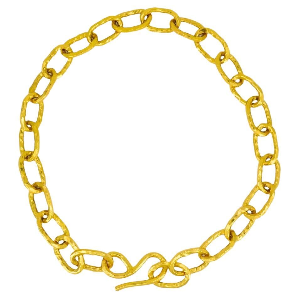 Jean Mahie 22k Gold Chain Necklace Hammered Oval Links 20 in (1 of 10)