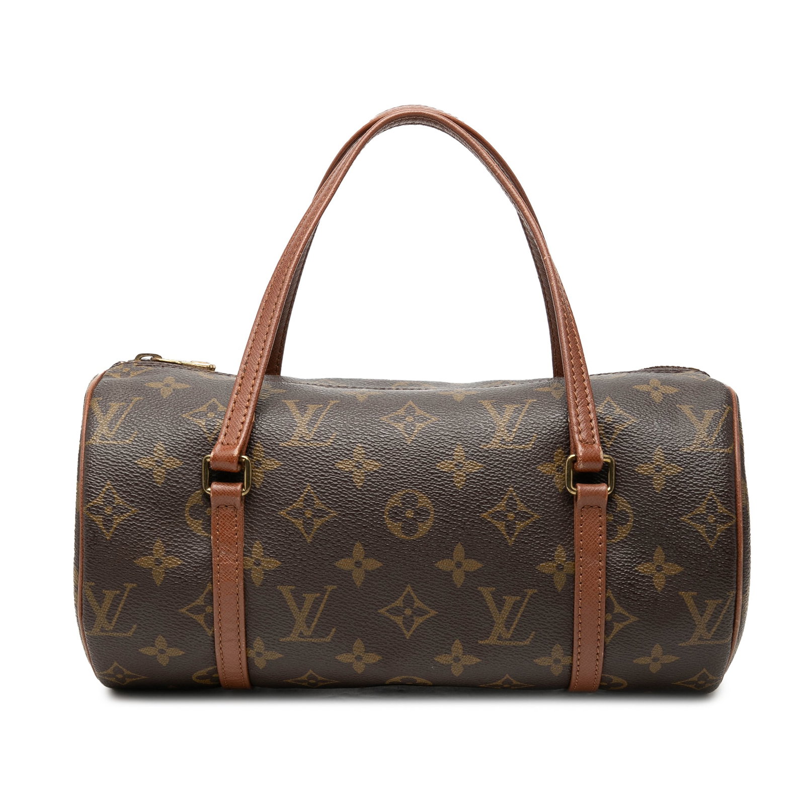 Louis Vuitton Papillon 26 Monogram Canvas Handbag: Louis Vuitton Papillon 26 Monogram Canvas Handbag Louis Vuitton Monogram Papillon 26 bag in brown monogram canvas with leather trim and flat leather handles. It features a top zip closure and was made