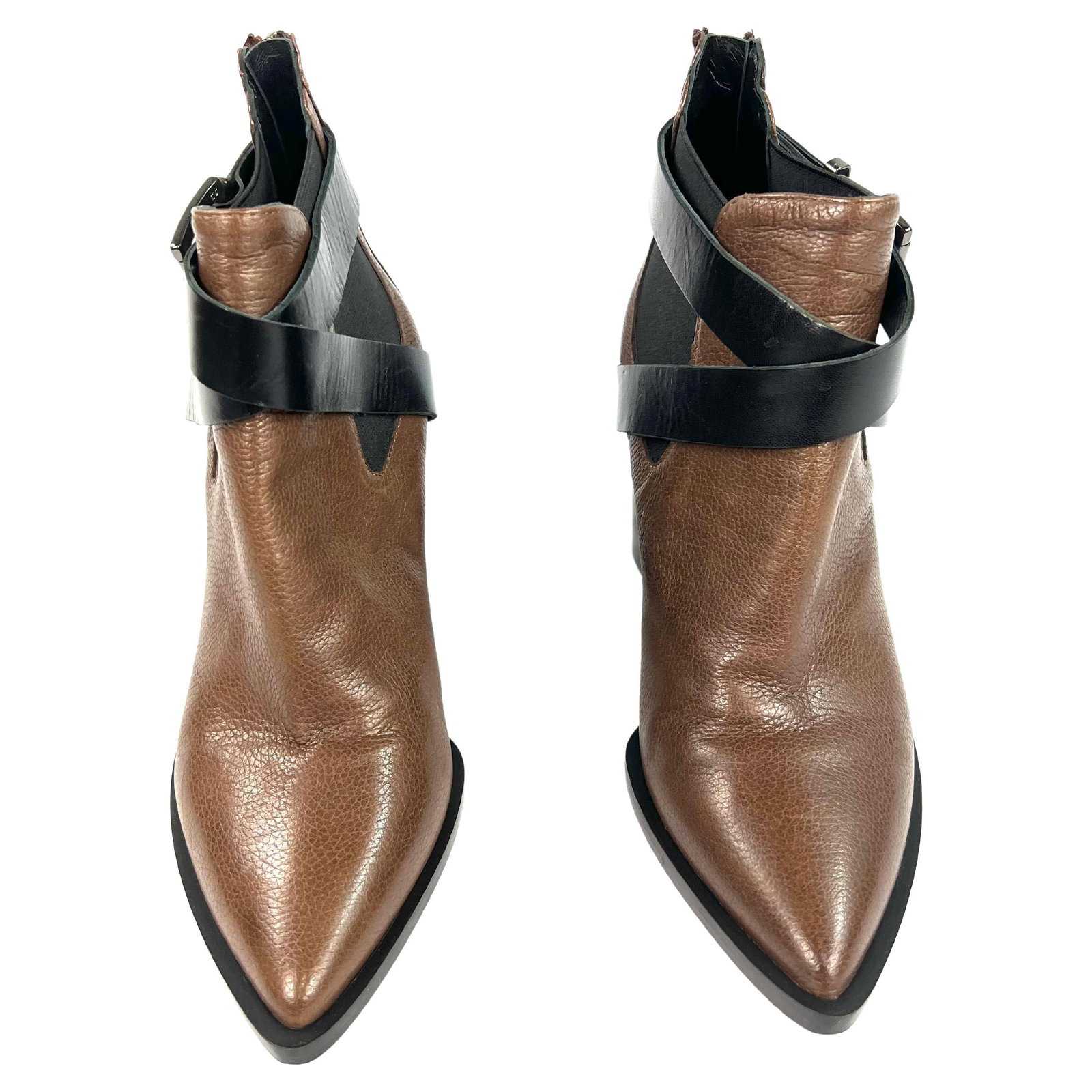 Giampaolo Viozzi Western Ankle Boots Brown Black Leather Size 39 (1 of 9)