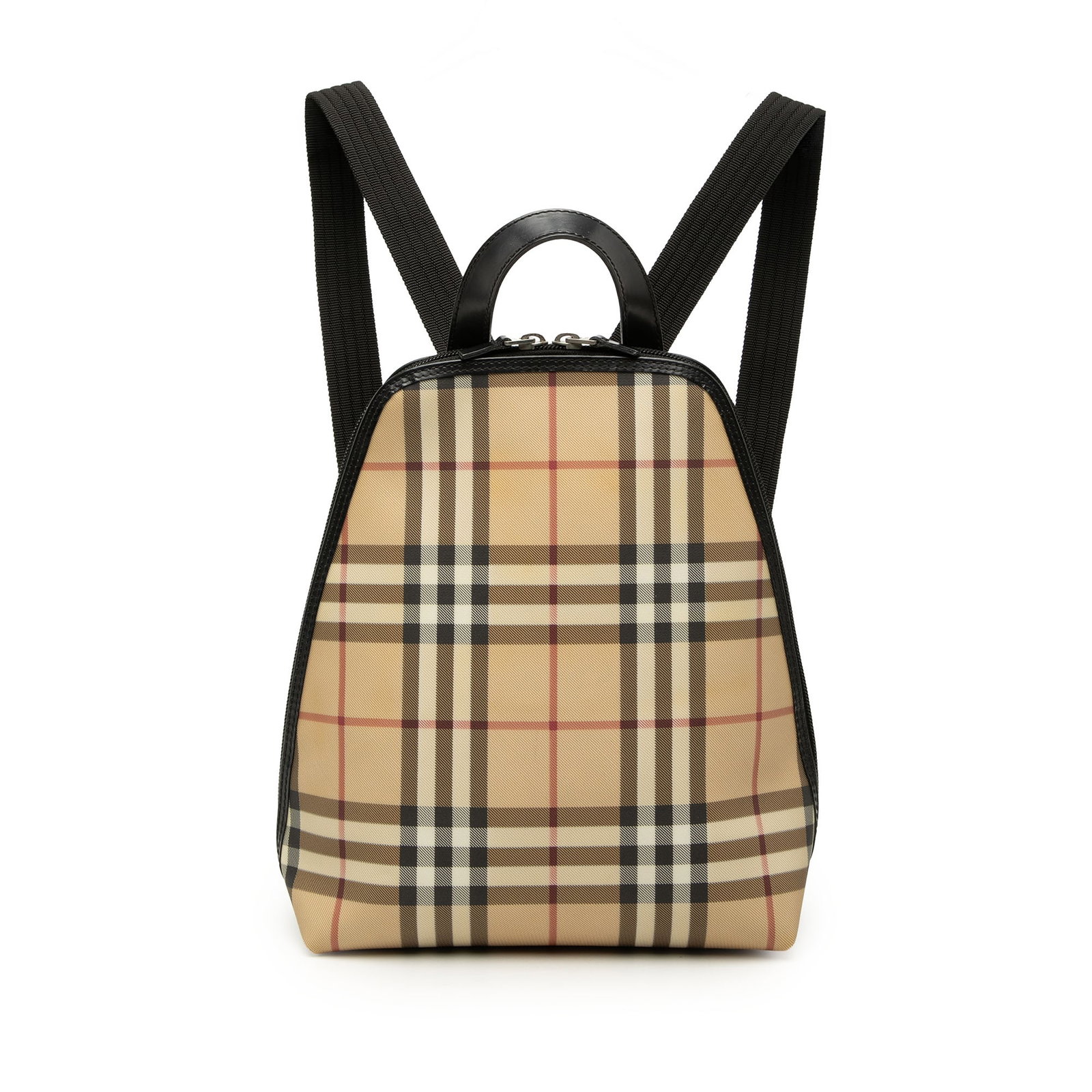 Burberry House Check backpack in beige canvas with leather trim (1 of 6)