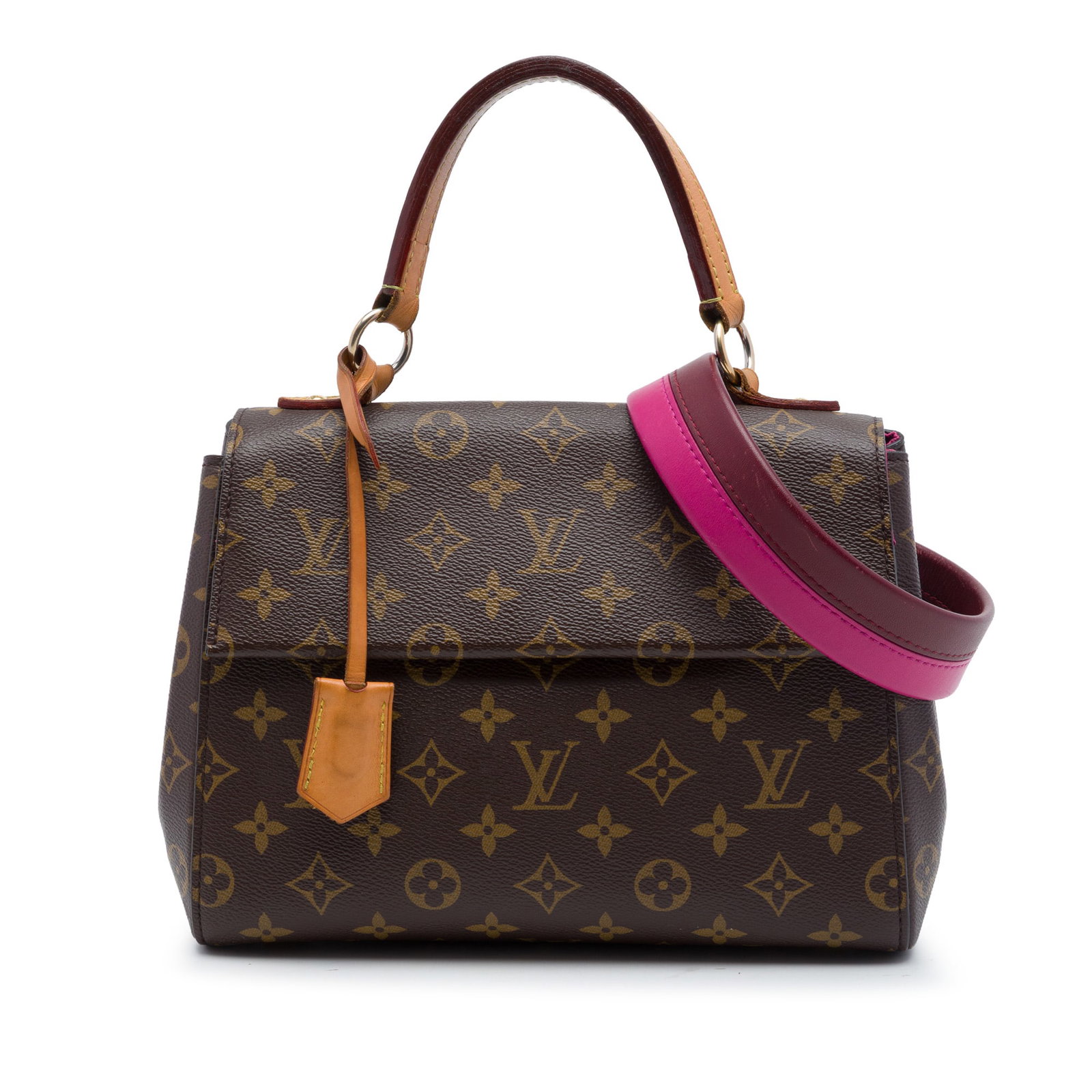 Louis Vuitton Cluny BB monogram shoulder bag with top handle: Louis Vuitton Cluny BB monogram shoulder bag with top handle Louis Vuitton Monogram Cluny BB handbag crafted with a monogram canvas body, a flat vachetta leather top handle, and a detachable flat leat