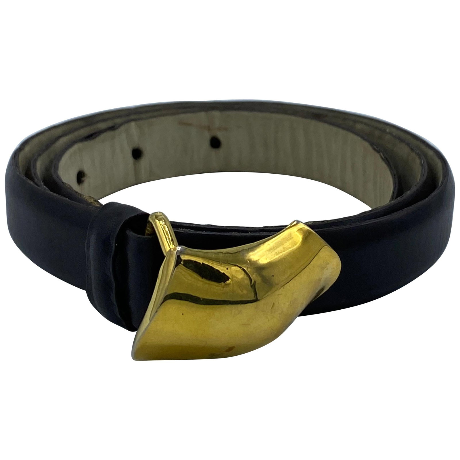 Robert Lee Morris Medium Brown Leather Belt with Gold Plate Buckle (1 of 11)
