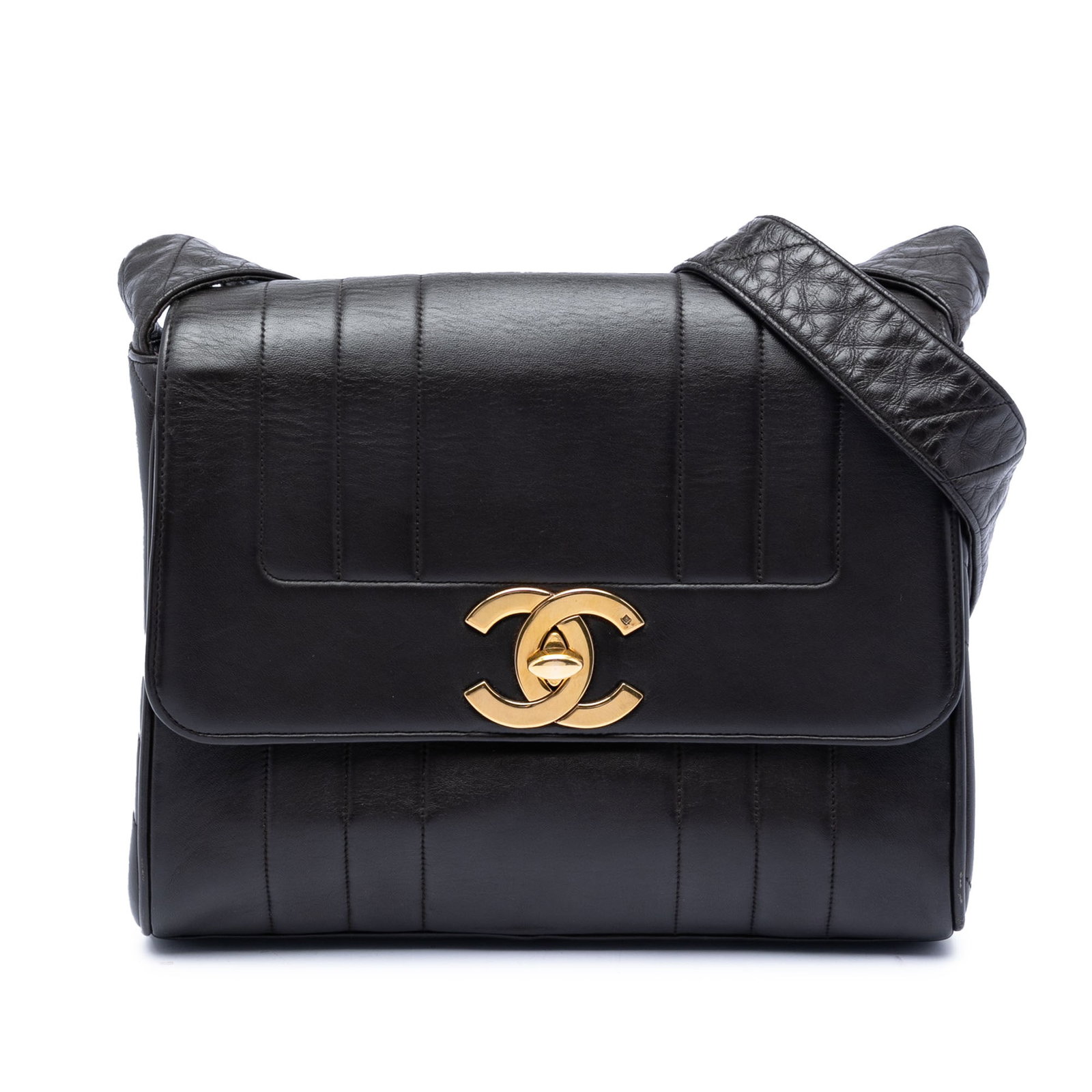 Chanel CC Vertical Quilt Flap Bag in Black Lambskin (1 of 6)