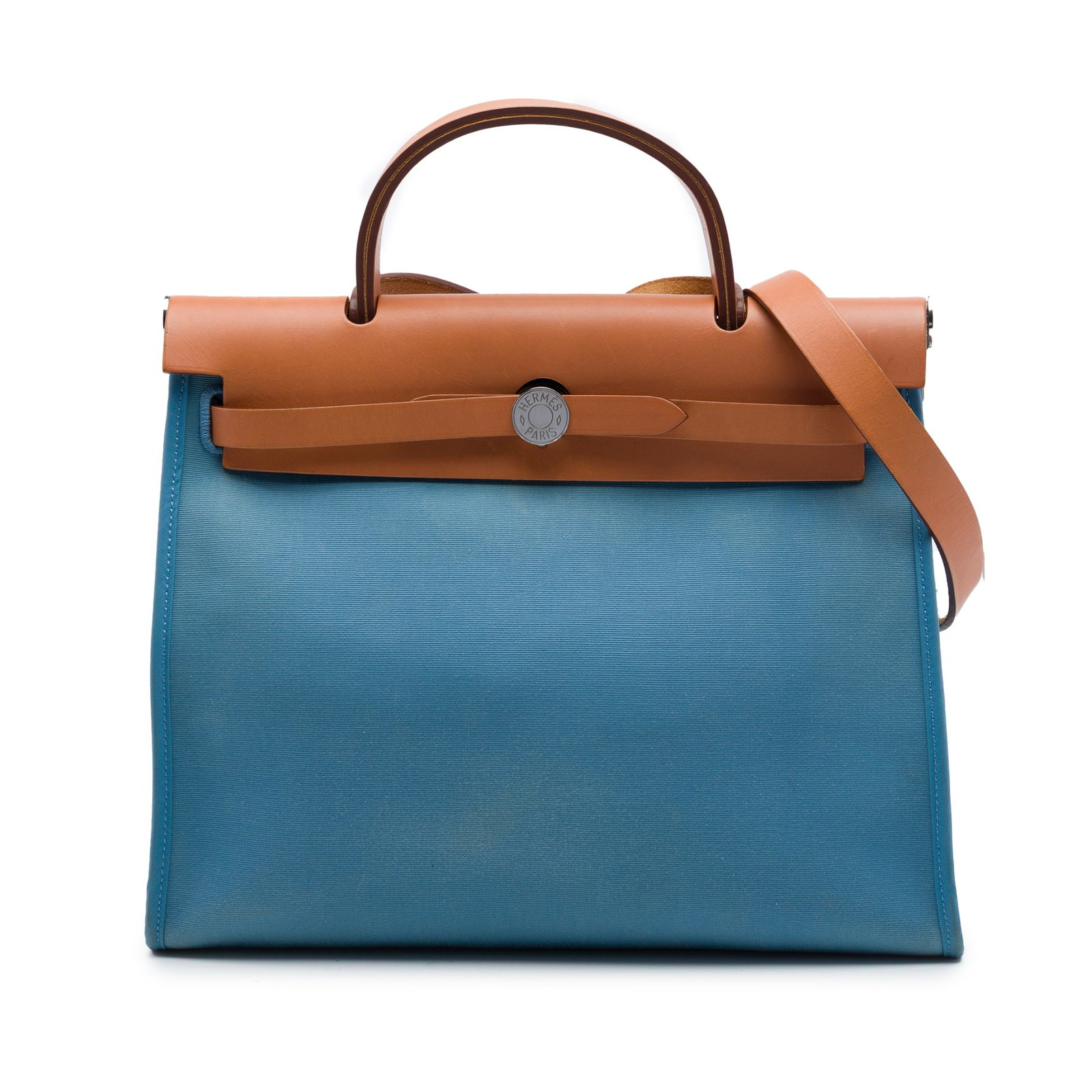 Hermes Herbag Zip 31 blue fabric shoulder bag (1 of 8)