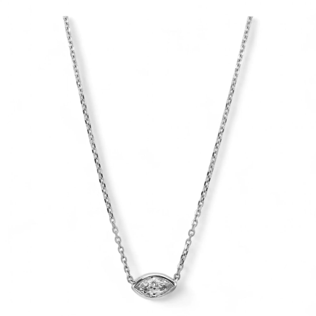 Rachel Koen Marquise Diamond Pendant Necklace 14K White Gold 0.45 ctw (1 of 4)