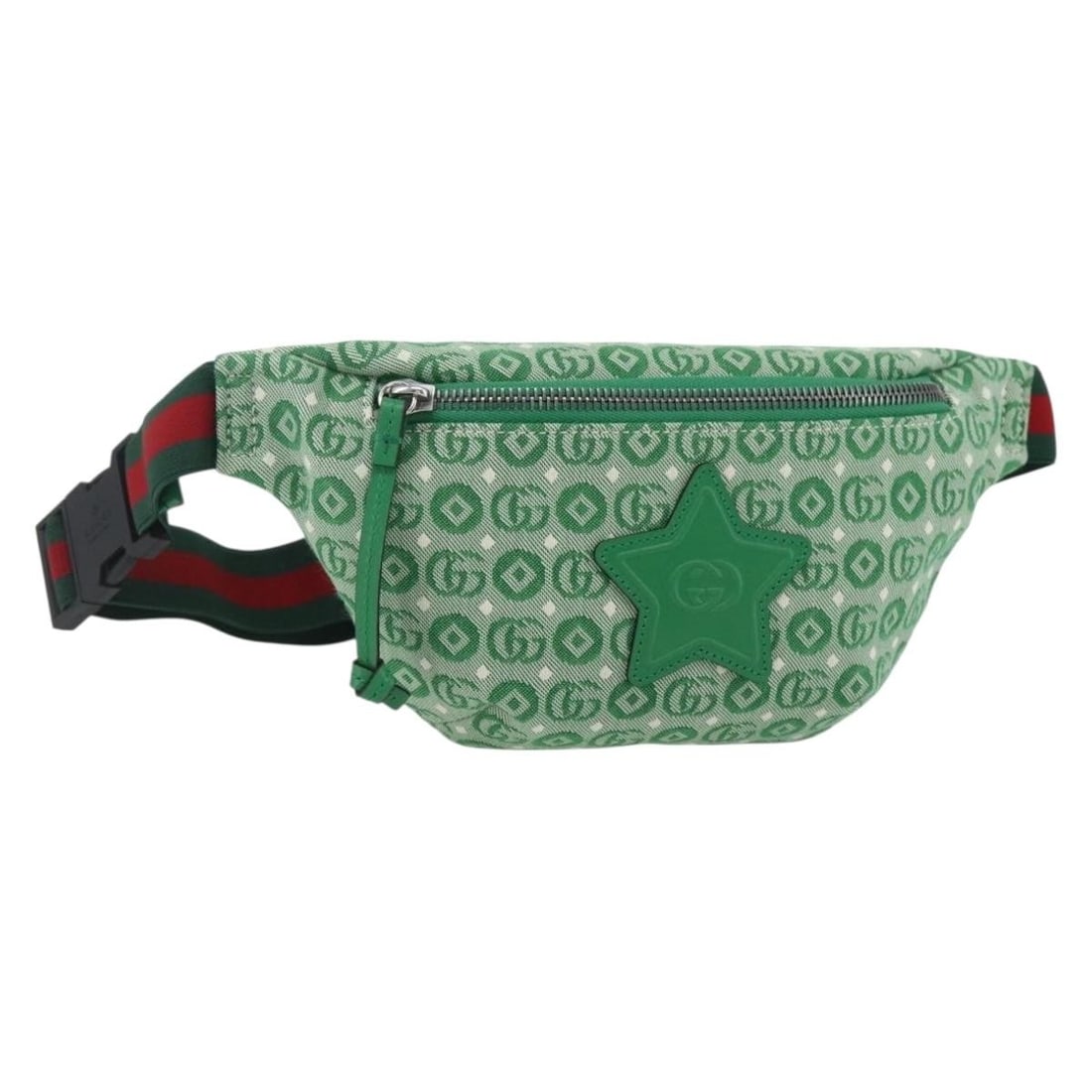 Gucci 502095 Children's Sherry Line Canvas Waist Bag Green Silver: Gucci 502095 Children's Sherry Line Canvas Waist Bag Green Silver Gucci Children's Sherry Line waist bag in green and silver canvas. Made in Italy, this waist bag includes a dust bag and features an a