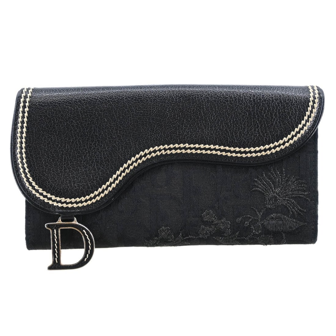 Christian Dior Trotter black wallet in leather canvas Italy: Christian Dior Trotter black wallet in leather canvas Italy Vintage Christian Dior Trotter wallet in black canvas and leather. This women's wallet features an exterior coin pocket and a well-organized