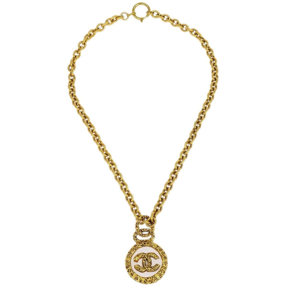 CHANEL 93A Gold Plated CC Medallion Charm Necklace (1 of 4)