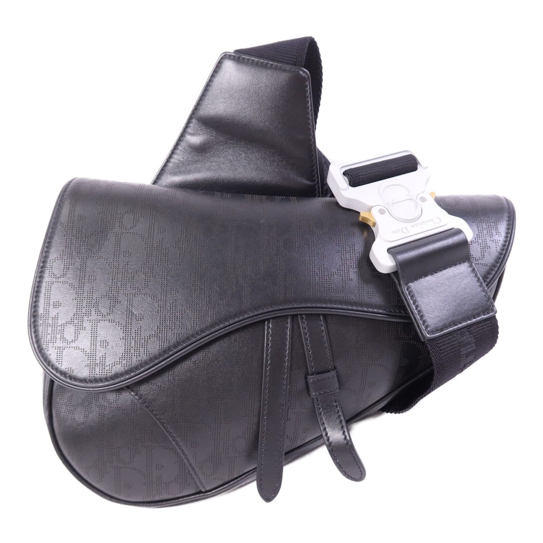 Dior Oblique Galaxy Saddle Shoulder Bag Black Calfskin CD SHW: Dior Oblique Galaxy Saddle Shoulder Bag Black Calfskin CD SHW A Christian Dior Oblique Galaxy Saddle shoulder bag in black calfskin (cowhide) leather. Designed for menswear, this bag features a should