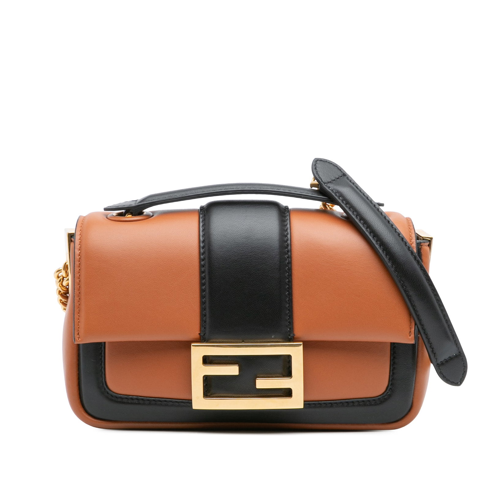 Fendi Mini Bicolor Nappa Apolo Chain Baguette Bag in Brown (1 of 11)