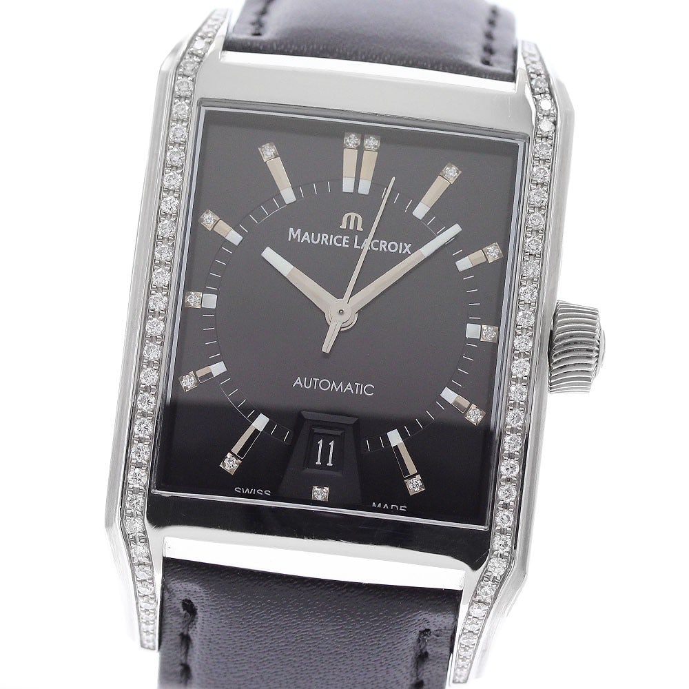 Maurice Lacroix Pontos Rectangular mens automatic date watch PT6247-SD501-350: Maurice Lacroix Pontos Rectangular mens automatic date watch PT6247-SD501-350 Pre-owned Maurice Lacroix Pontos Rectangular wristwatch with date display and side diamonds. This men's automatic watch fe