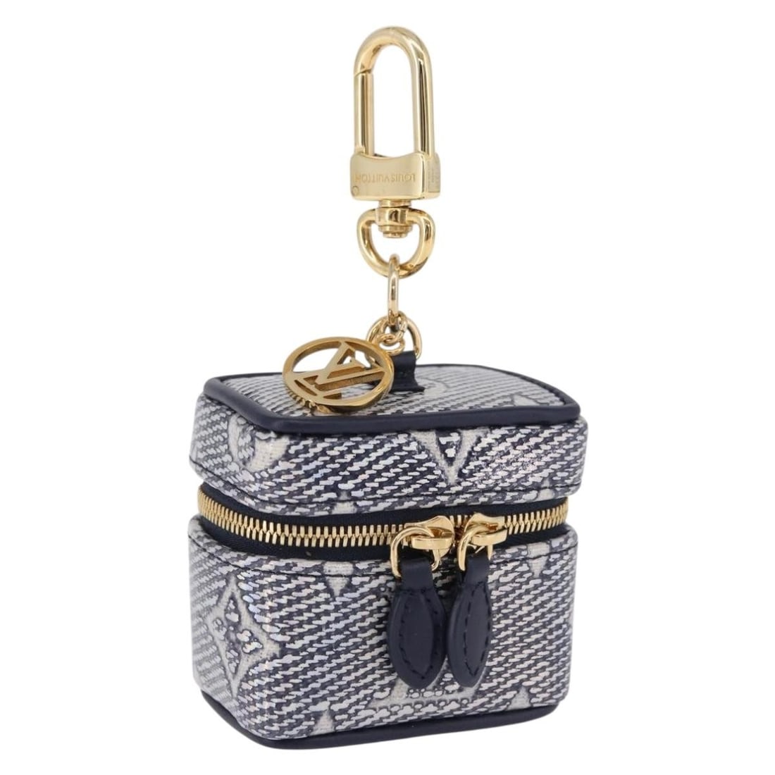 Louis Vuitton R95559 Micro Vanity Monogram Bag Charm Navy: Louis Vuitton R95559 Micro Vanity Monogram Bag Charm Navy Louis Vuitton Monogram Laminated Bijoux Sac Micro Vanity bag charm in navy monogram canvas. This women's accessory includes the dust bag and i