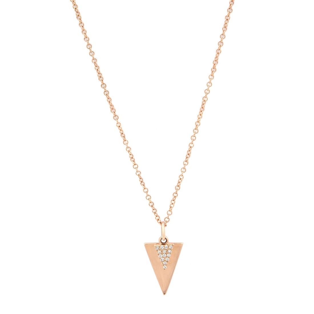 Rachel Koen 14K Rose Gold Diamond Triangle Pendant Necklace 0.03Cttw (1 of 6)