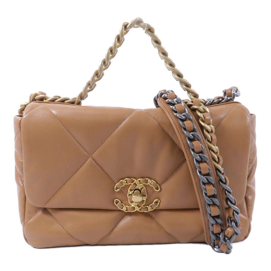CHANEL C19 Small 2 Way Shoulder Bag Brown Lambskin CC Chain (1 of 15)