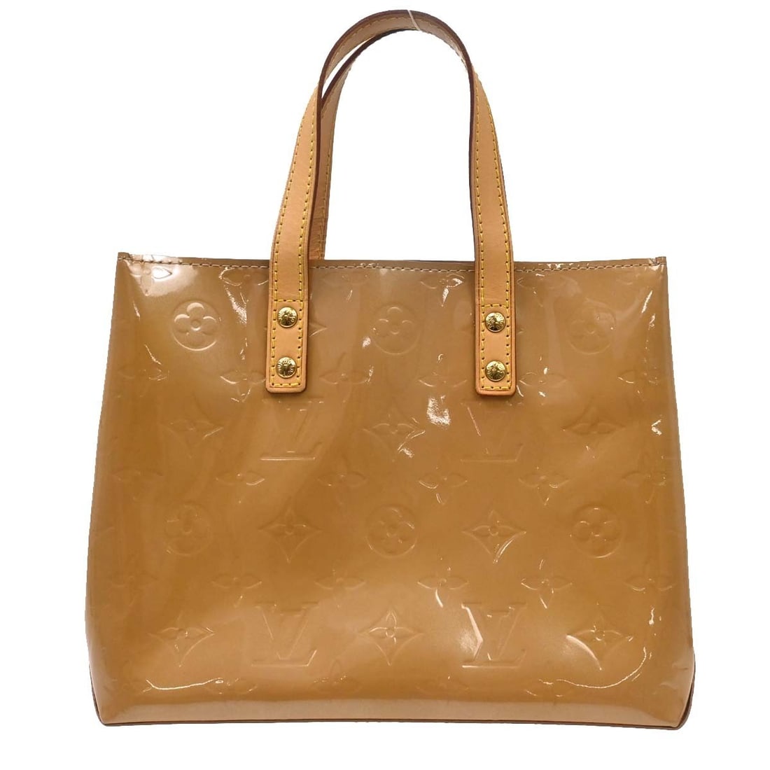Louis Vuitton Reade PM Monogram Vernis Patent Leather Tote M91334: Louis Vuitton Reade PM Monogram Vernis Patent Leather Tote M91334 Vintage Louis Vuitton Reade PM tote in Monogram Vernis patent leather with double leather handles and a zip closure. This women's hand