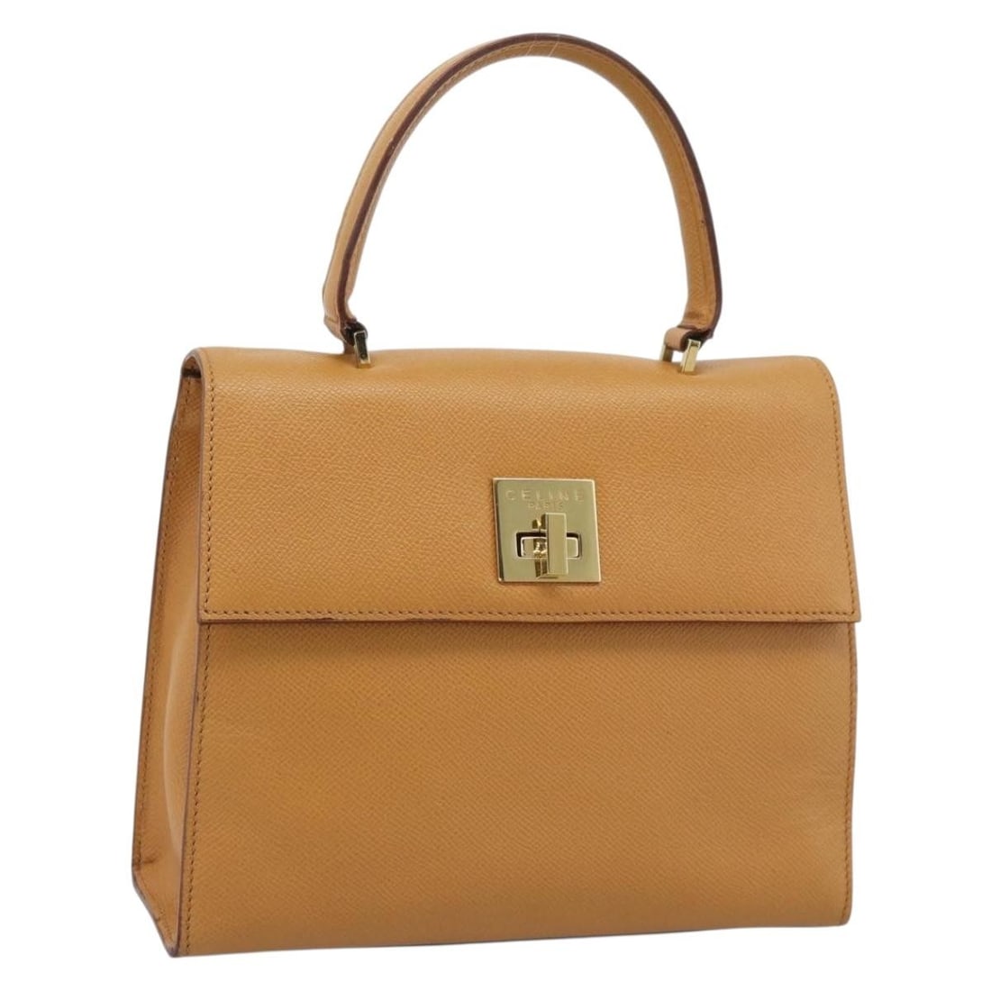 CELINE Brown Leather Hand Bag Gold Tone Hardware Italy: CELINE Brown Leather Hand Bag Gold Tone Hardware Italy Authentic CELINE leather handbag in brown with gold-tone accents. Made in Italy, this women's bag is offered without the original box or dust bag