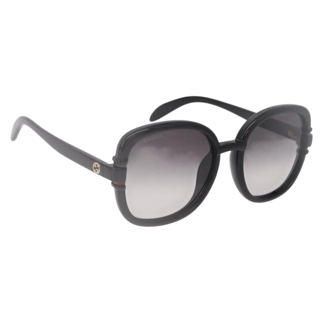 Gucci Black Gold Plastic Sunglasses with Case Made in Japan (1 of 15)