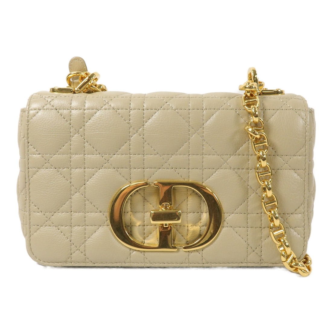 Dior Caro Small Beige Calfskin Chain Shoulder Bag CD GHW (1 of 15)