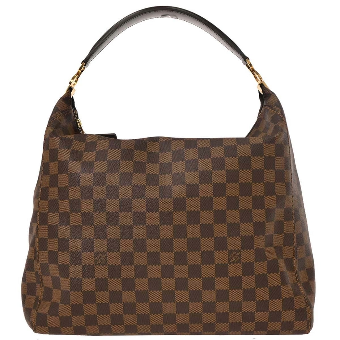 Louis Vuitton Portobello GM Ebene Damier Top Handle Bag N41185: Louis Vuitton Portobello GM Ebene Damier Top Handle Bag N41185 Louis Vuitton Portobello GM shoulder bag in Damier canvas and leather with an Ebene brown check pattern. This large top handle bag featur