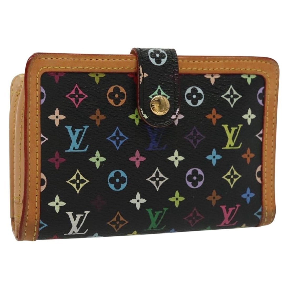 Louis Vuitton M92988 Portefeuille Viennois bifold wallet black: Louis Vuitton M92988 Portefeuille Viennois bifold wallet black Louis Vuitton Portefeuille Viennois bifold wallet in black Monogram Multicolor canvas, made in France. This women's wallet shows reasonab