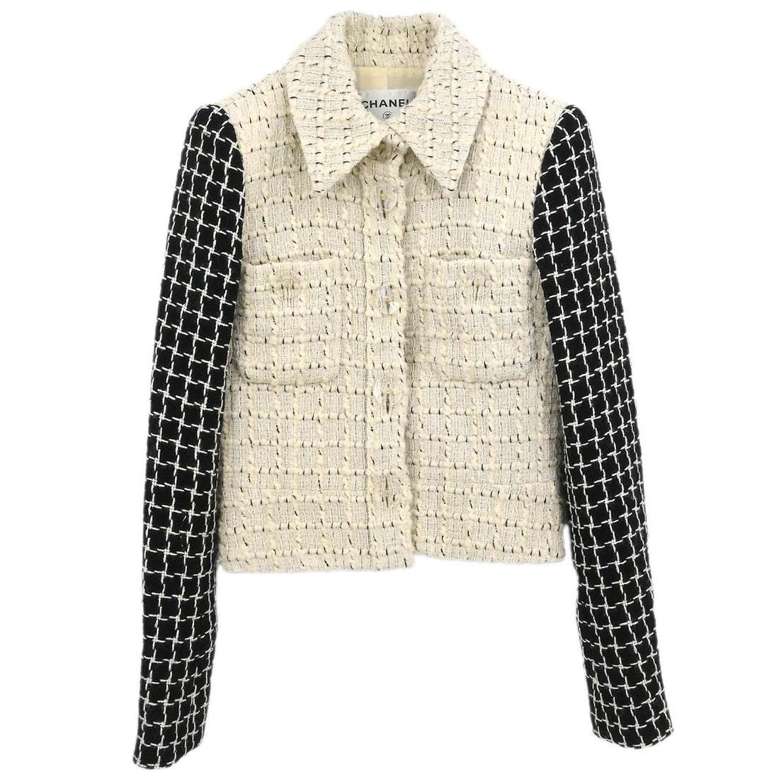 CHANEL P56794V40773 Women's Tweed Jacket Size 38 Off White (1 of 18)