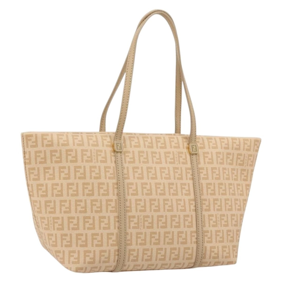 FENDI Zucchino Canvas Hand Bag Beige Gold with Dust Bag: FENDI Zucchino Canvas Hand Bag Beige Gold with Dust Bag FENDI hand bag in Zucchino Canvas with a beige and gold color scheme, made in Italy. It comes with a dust bag and is described as being in very 