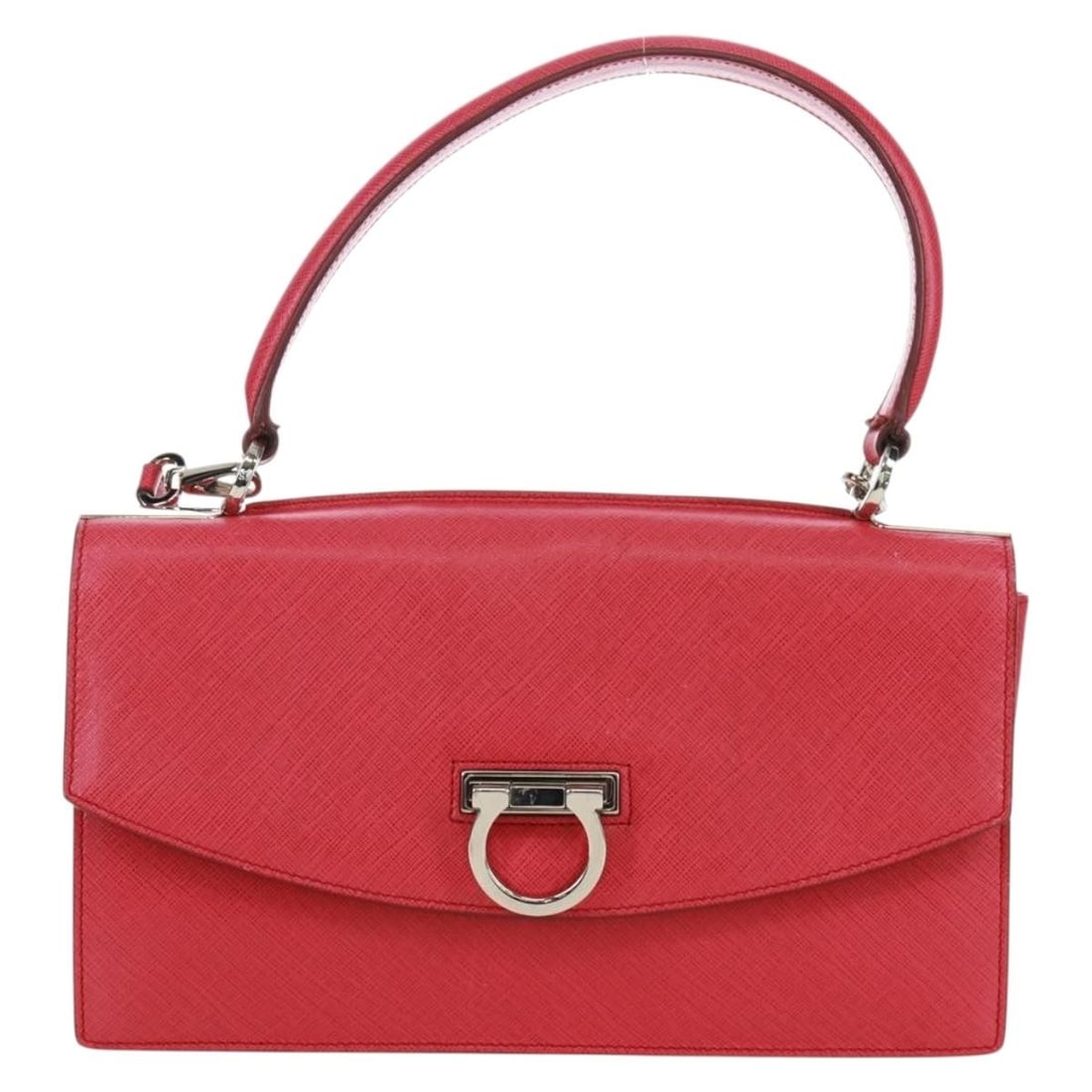 Ferragamo Gancini Pink Saffiano Convertible Top Handle Leather Bag (1 of 18)