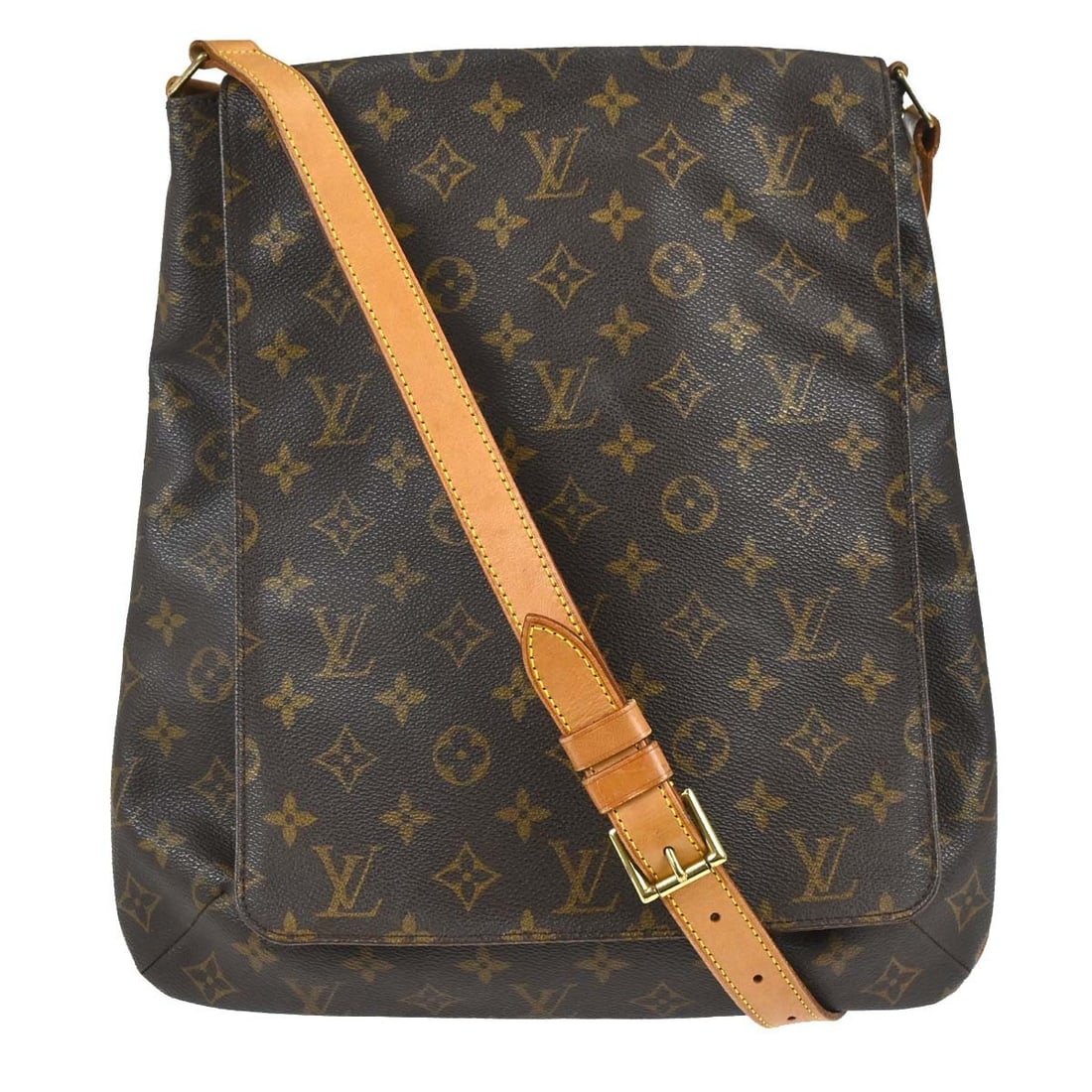 Louis Vuitton Musette Monogram Canvas Shoulder Bag M51256: Louis Vuitton Musette Monogram Canvas Shoulder Bag M51256 Vintage Louis Vuitton Musette shoulder bag in brown Monogram canvas with leather strap and zip closure. This women's medium bag shows reasonab