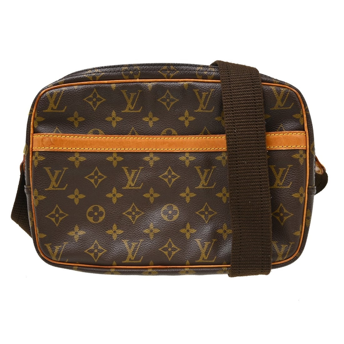 Louis Vuitton Reporter PM Monogram Canvas Crossbody Bag M45254: Louis Vuitton Reporter PM Monogram Canvas Crossbody Bag M45254 Vintage Louis Vuitton Reporter PM messenger shoulder bag in brown Monogram canvas with leather trim. This women's bag features a zip clos