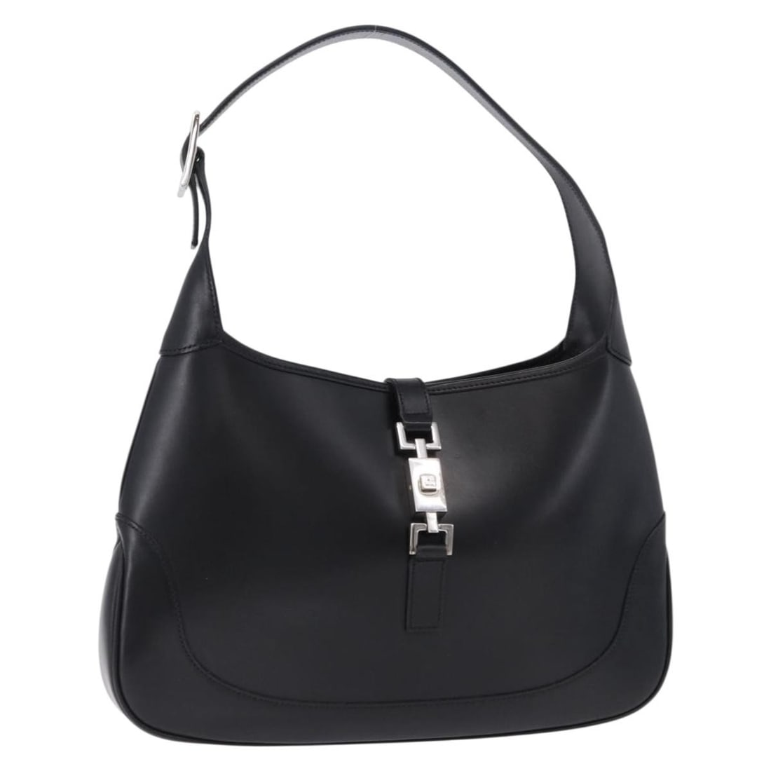 GUCCI Jackie Black Leather Shoulder Bag Silver Tone 001 3306 2684: GUCCI Jackie Black Leather Shoulder Bag Silver Tone 001 3306 2684 Gucci Jackie shoulder bag in black leather with silver-tone accents. Made in Italy, this women's shoulder bag includes a dust bag. Con
