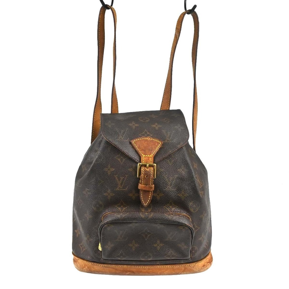 Louis Vuitton Montsouris MM Monogram Canvas Backpack M51136: Louis Vuitton Montsouris MM Monogram Canvas Backpack M51136 Vintage Louis Vuitton Montsouris MM backpack bag in brown monogram canvas and leather with a flap buckle and drawstring closure. Designed wi
