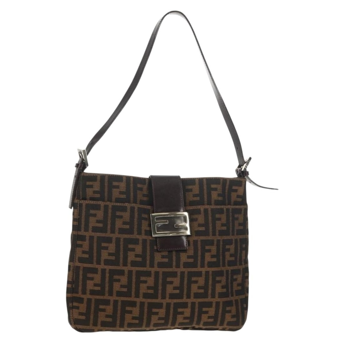 FENDI Zucca Canvas Mamma Baguette Shoulder Bag Black Brown Italy Auth: FENDI Zucca Canvas Mamma Baguette Shoulder Bag Black Brown Italy Auth Introducing the FENDI Zucca Canvas Mamma Baguette Shoulder Bag, a stylish accessory that showcases a perfect blend of elegance and