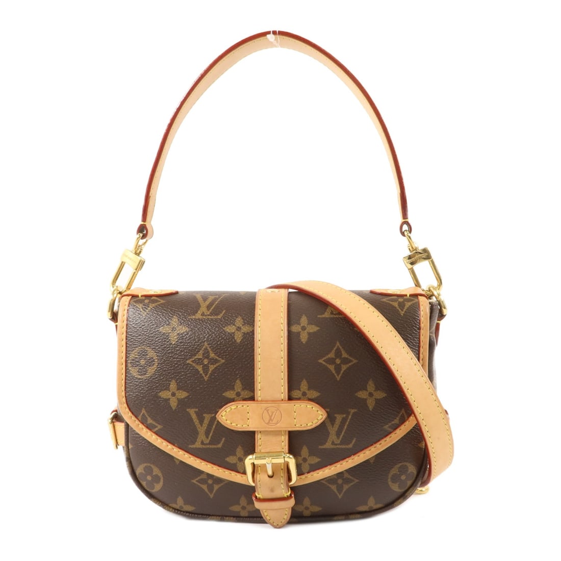 Louis Vuitton M46740 Saumur BB Monogram 2 Way Shoulder Bag: Louis Vuitton M46740 Saumur BB Monogram 2 Way Shoulder Bag Louis Vuitton Saumur BB 2-way shoulder bag in brown Monogram PVC coated canvas. This women's handbag features a magnetic pocket and an exteri