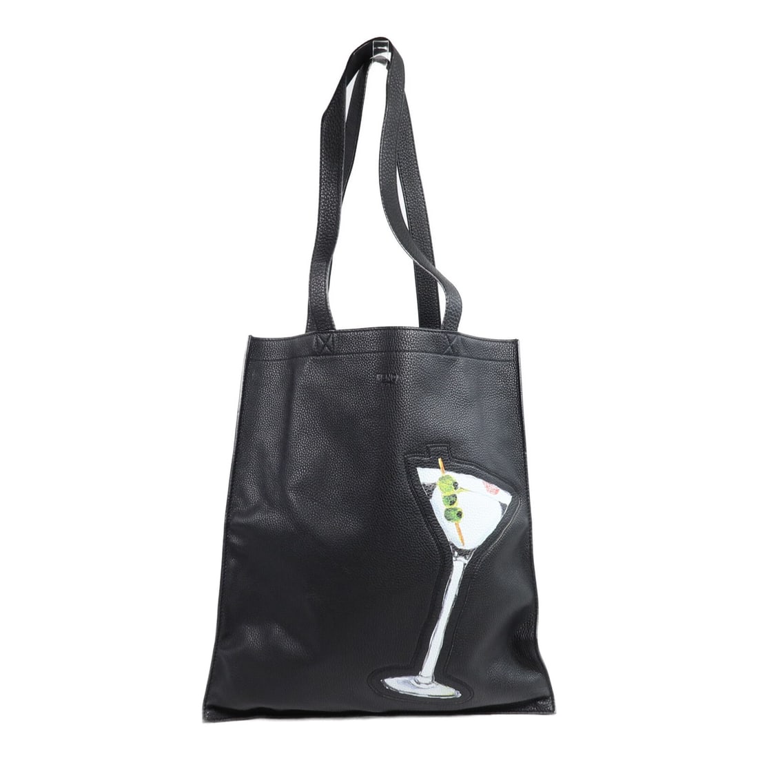 FENDI 7VA426 Martini Black Calfskin Tote Bag: FENDI 7VA426 Martini Black Calfskin Tote Bag Fendi Martini tote bag in black calfskin leather. This women's tote features a slim profile with an interior zip pocket and double handles. Condition is AB