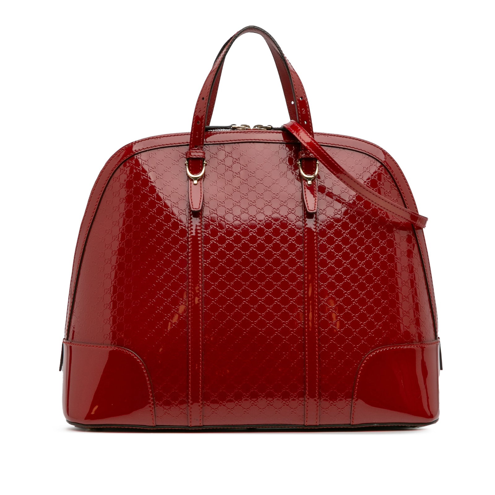 Gucci Large Microguccissima Red Patent Dome Top Handle Bag: Gucci Large Microguccissima Red Patent Dome Top Handle Bag Introducing the Gucci Large Microguccissima Patent Nice Dome Top Handle Bag, a sophisticated tote crafted from luxurious patent leather with 