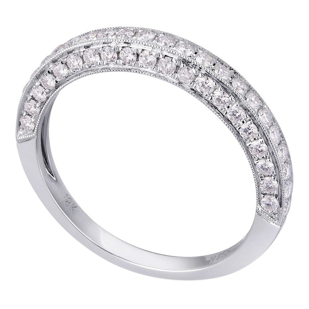 Rachel Koen 18K White Gold 0.88ct Diamond Pave Ladies Ring: Rachel Koen 18K White Gold 0.88ct Diamond Pave Ladies Ring This exquisite ladies' ring from Rachel Koen features a stunning 18K white gold band adorned with a total of 0.88 carats of sparkling white r