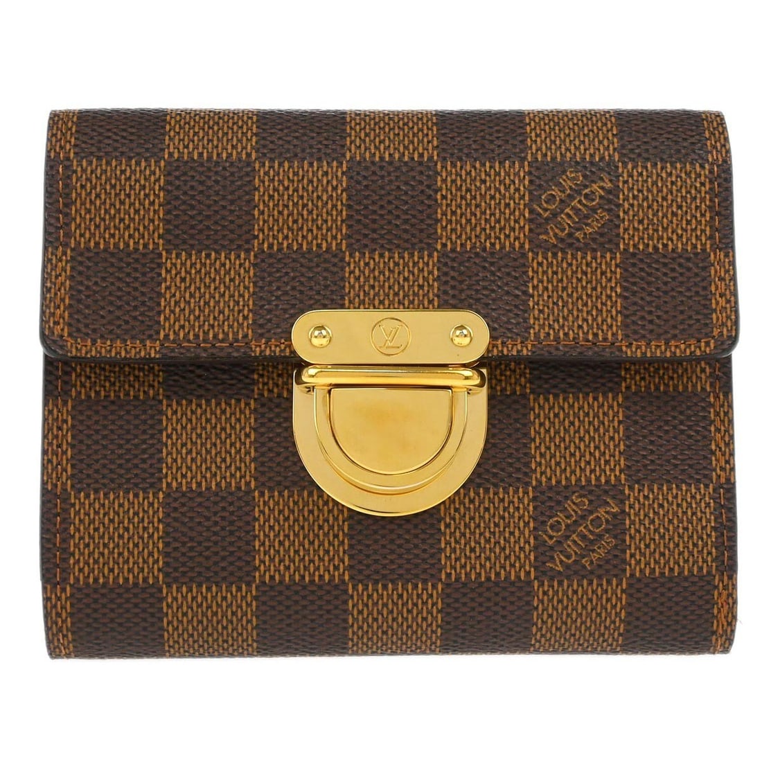 Louis Vuitton N60005 Portefeuille Koalat Damier Canvas Folding Wallet: Louis Vuitton N60005 Portefeuille Koalat Damier Canvas Folding Wallet Louis Vuitton Portefeuille Koalat wallet in Damier Ebene canvas with leather trim and a folding design. The exterior shows very go