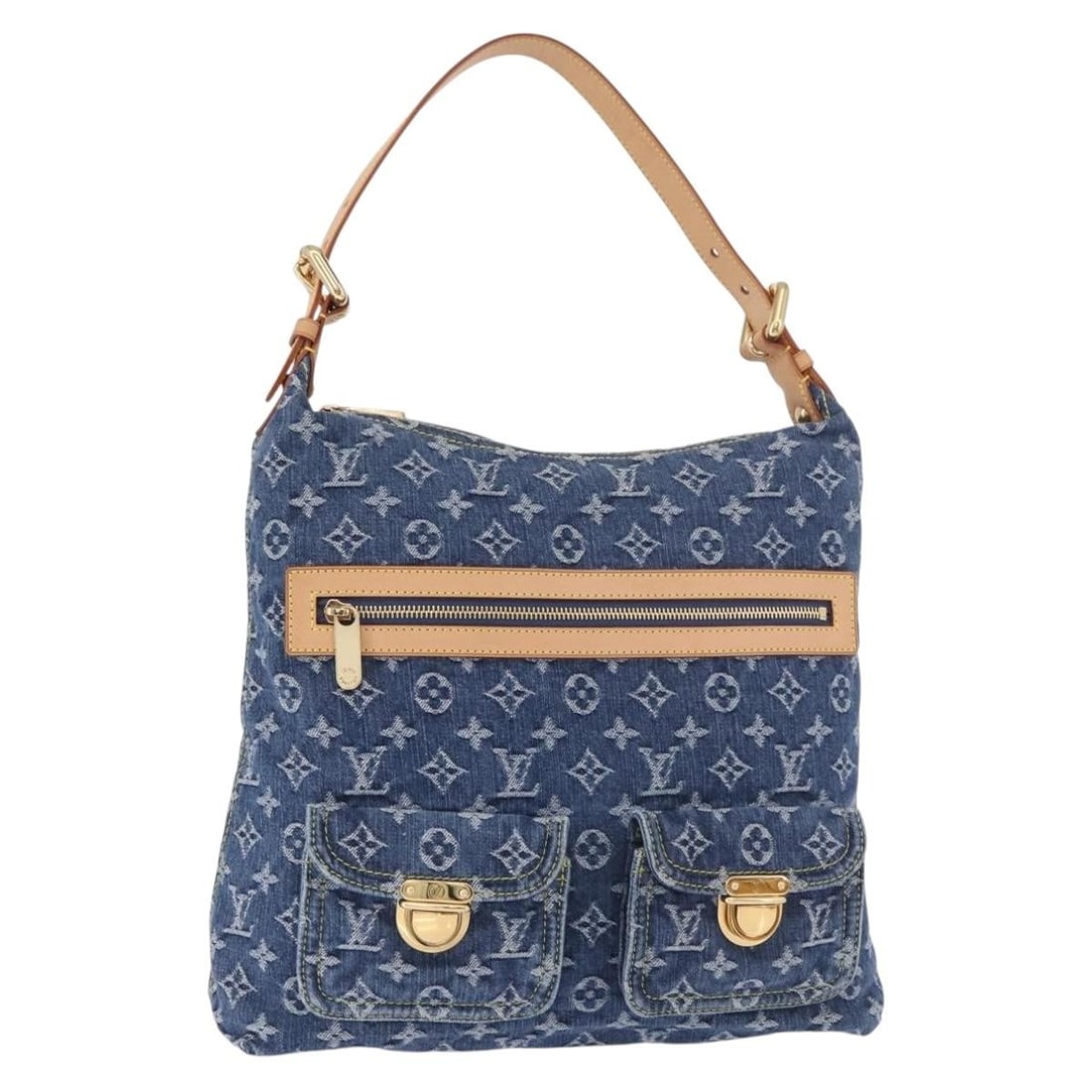 Louis Vuitton M95048 Buggy GM Blue Monogram Denim Shoulder Bag: Louis Vuitton M95048 Buggy GM Blue Monogram Denim Shoulder Bag Louis Vuitton Monogram Denim Buggy GM shoulder bag in blue Monogram denim canvas. Made in France, this women's bag includes a dust bag an