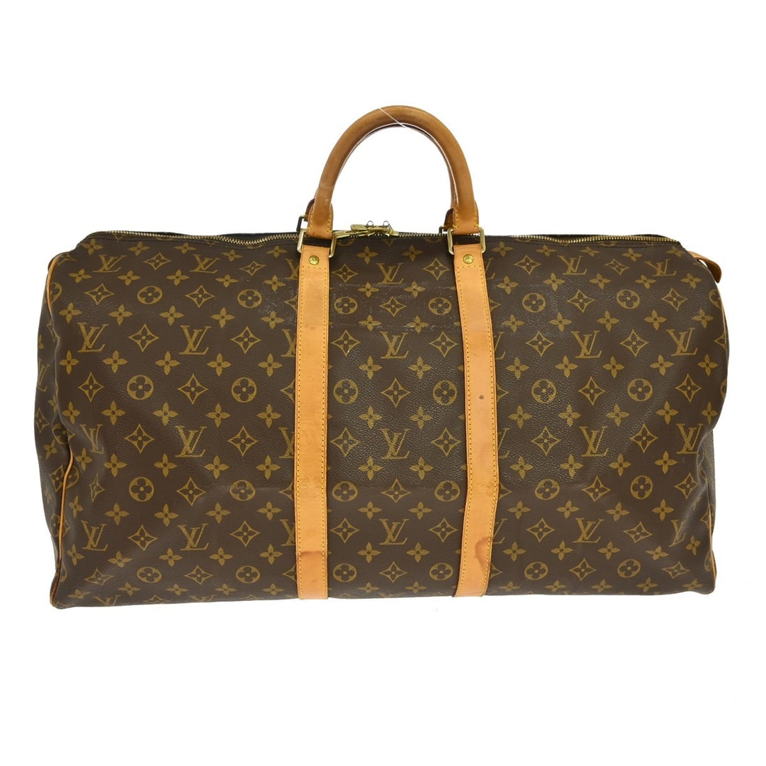 Louis Vuitton Keepall Unisex Brown Canvas Travel Bag: Louis Vuitton Keepall Unisex Brown Canvas Travel Bag Louis Vuitton Keepall in brown monogram canvas. This unisex travel bag is made in France and is presented in fair condition, with light rubbing, na
