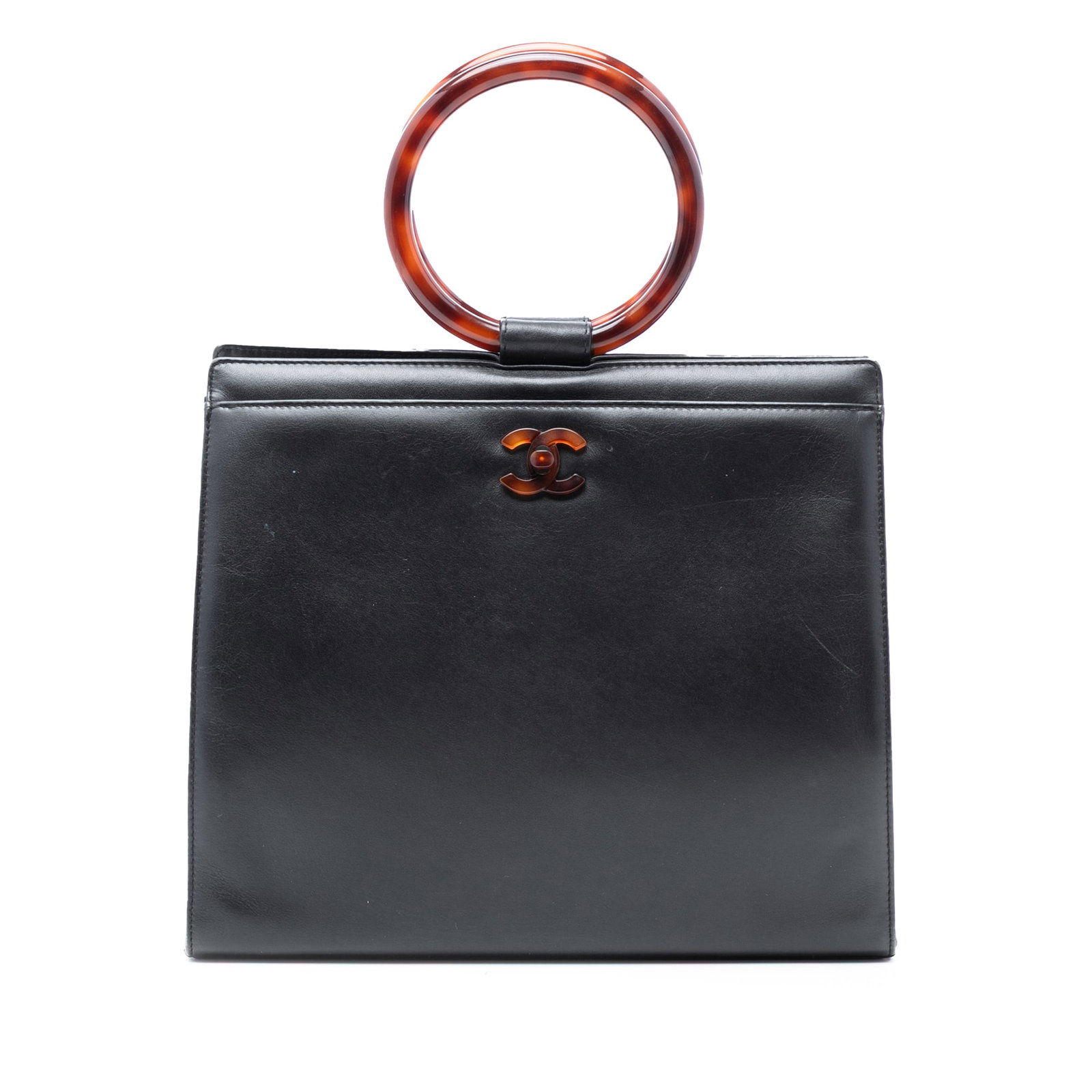 Chanel Black Leather Handbag with Tortoiseshell Round Handles CC Model (1 of 8)