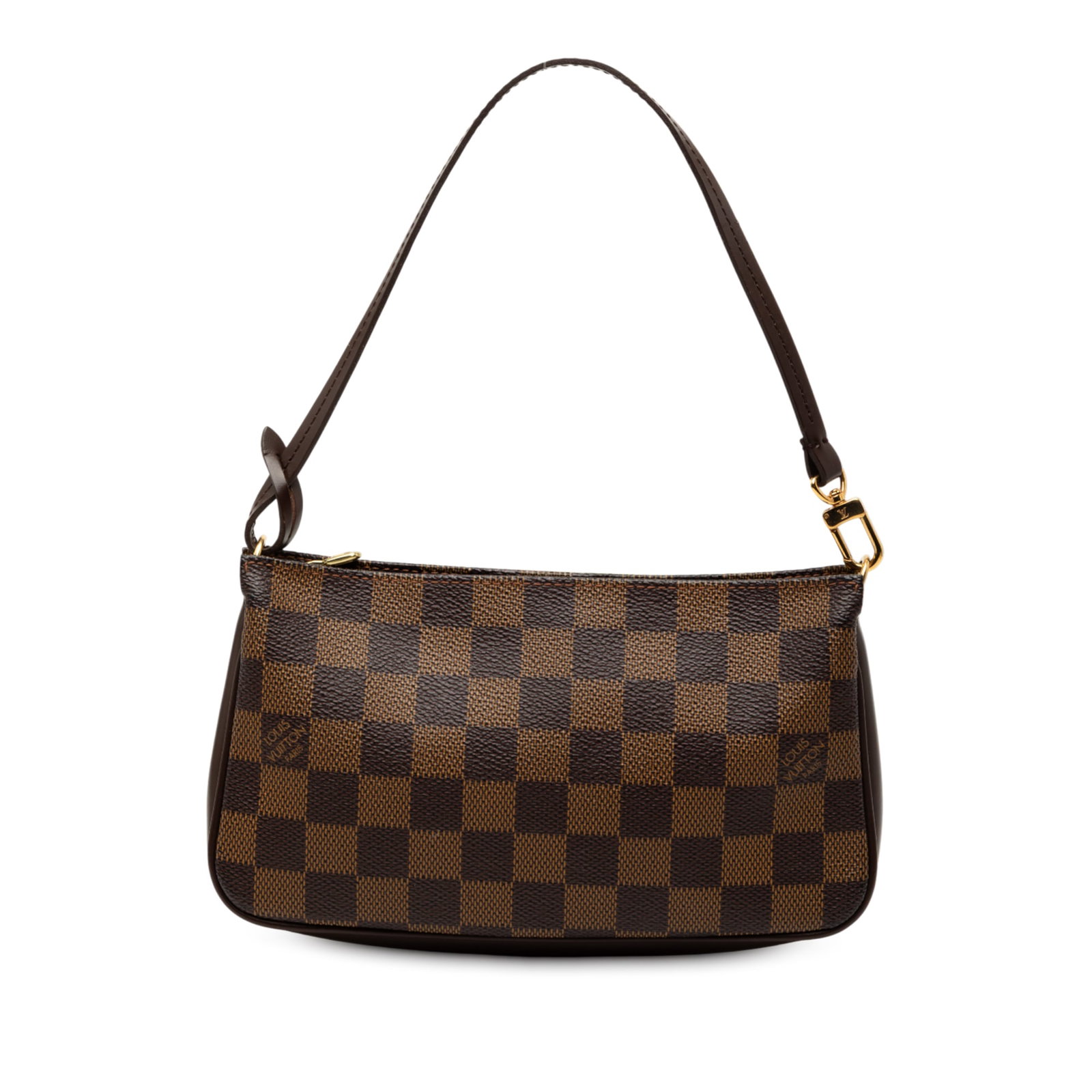 Louis Vuitton Navona Damier Ebene Brown Canvas Bag: Louis Vuitton Navona Damier Ebene Brown Canvas Bag This Louis Vuitton Damier Ebene Navona bag features the iconic Damier Ebene canvas with leather trim, a flat leather strap, and a top zip closure. Th
