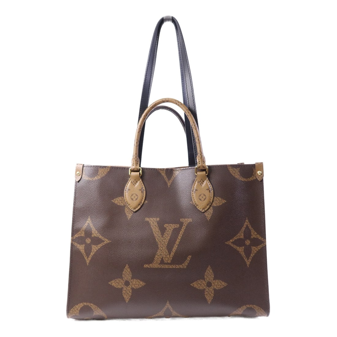 Louis Vuitton On The Go MM M45321 Monogram Giant 2 Way Shoulder Bag: Louis Vuitton On The Go MM M45321 Monogram Giant 2 Way Shoulder Bag Louis Vuitton On The Go MM 2 Way Bag in brown Monogram Giant and PVC coated canvas. This women's regular-size bag is made in France 