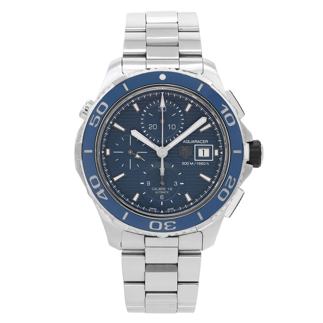 TAG Heuer CAK2112.BA0833 Aquaracer mens chronograph watch blue dial 43mm (1 of 6)