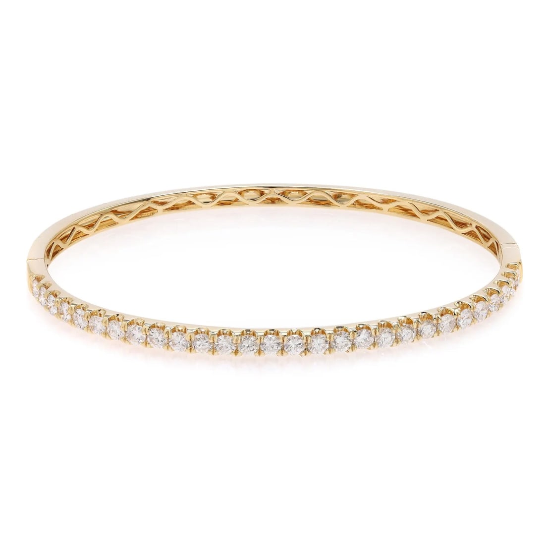 Rachel Koen 18K Yellow Gold Diamond Bangle 3.00Cttw Prong Set (1 of 5)