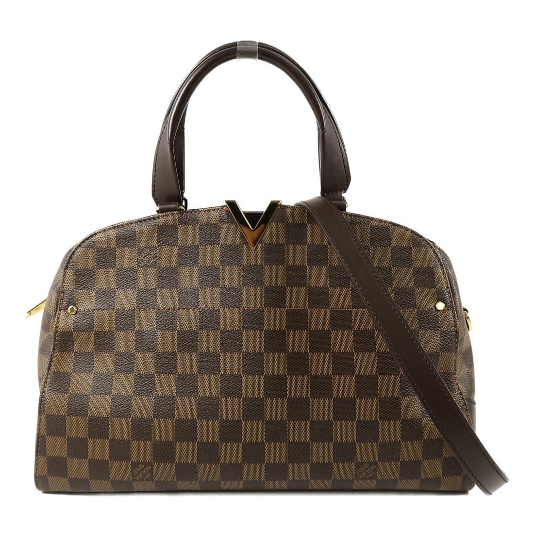 Louis Vuitton Kensington Bowling 2Way Bag Damier Ebene Brown GHW: Louis Vuitton Kensington Bowling 2Way Bag Damier Ebene Brown GHW A Louis Vuitton Kensington Bowling 2Way Shoulder Bag in Damier Ebene brown, designed for hand carry or shoulder wear. It features Damie