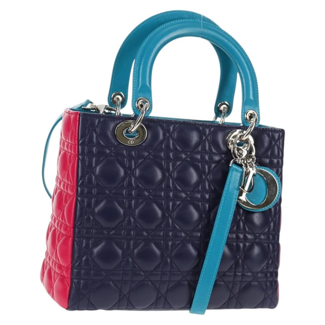 Christian Dior Cannage Leather 2way Handbag Multicolor Silver: Christian Dior Cannage Leather 2way Handbag Multicolor Silver Christian Dior Canage hand bag in leather with a multicolor and silver exterior. This women's bag is made in Italy and comes with a dust b