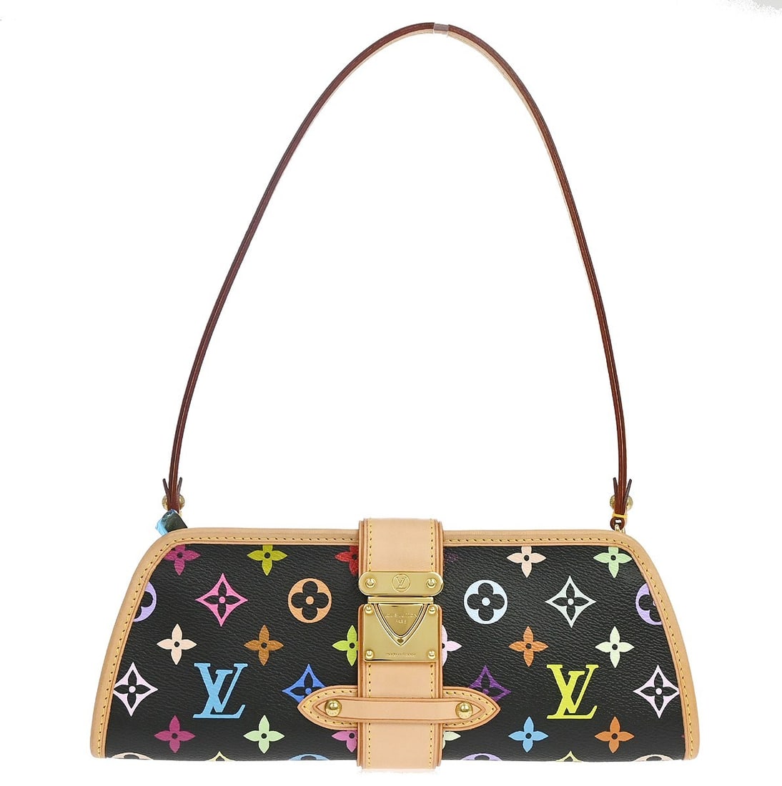 Louis Vuitton Shirley Black Monogram Multicolor Canvas Crossbody Bag M40050: Louis Vuitton Shirley Black Monogram Multicolor Canvas Crossbody Bag M40050 Louis Vuitton Shirley shoulder bag in black Monogram Multicolor canvas with leather trim. This small women's bag features a 