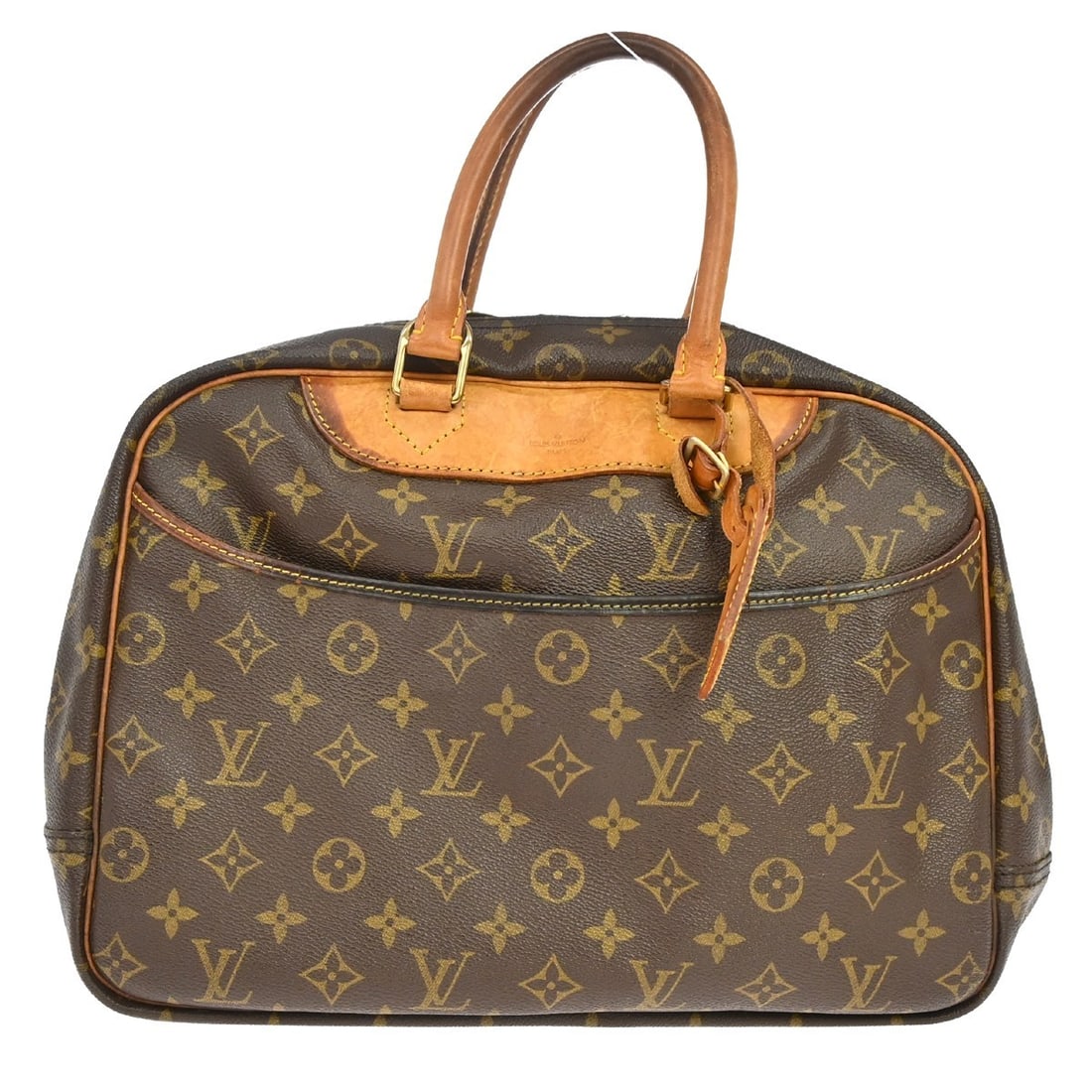 Louis Vuitton Deauville Monogram Canvas Vanity Handbag M47270: Louis Vuitton Deauville Monogram Canvas Vanity Handbag M47270 Vintage Louis Vuitton Deauville Bowling Vanity handbag in brown monogram canvas and leather with double handles and zip closure. This wome